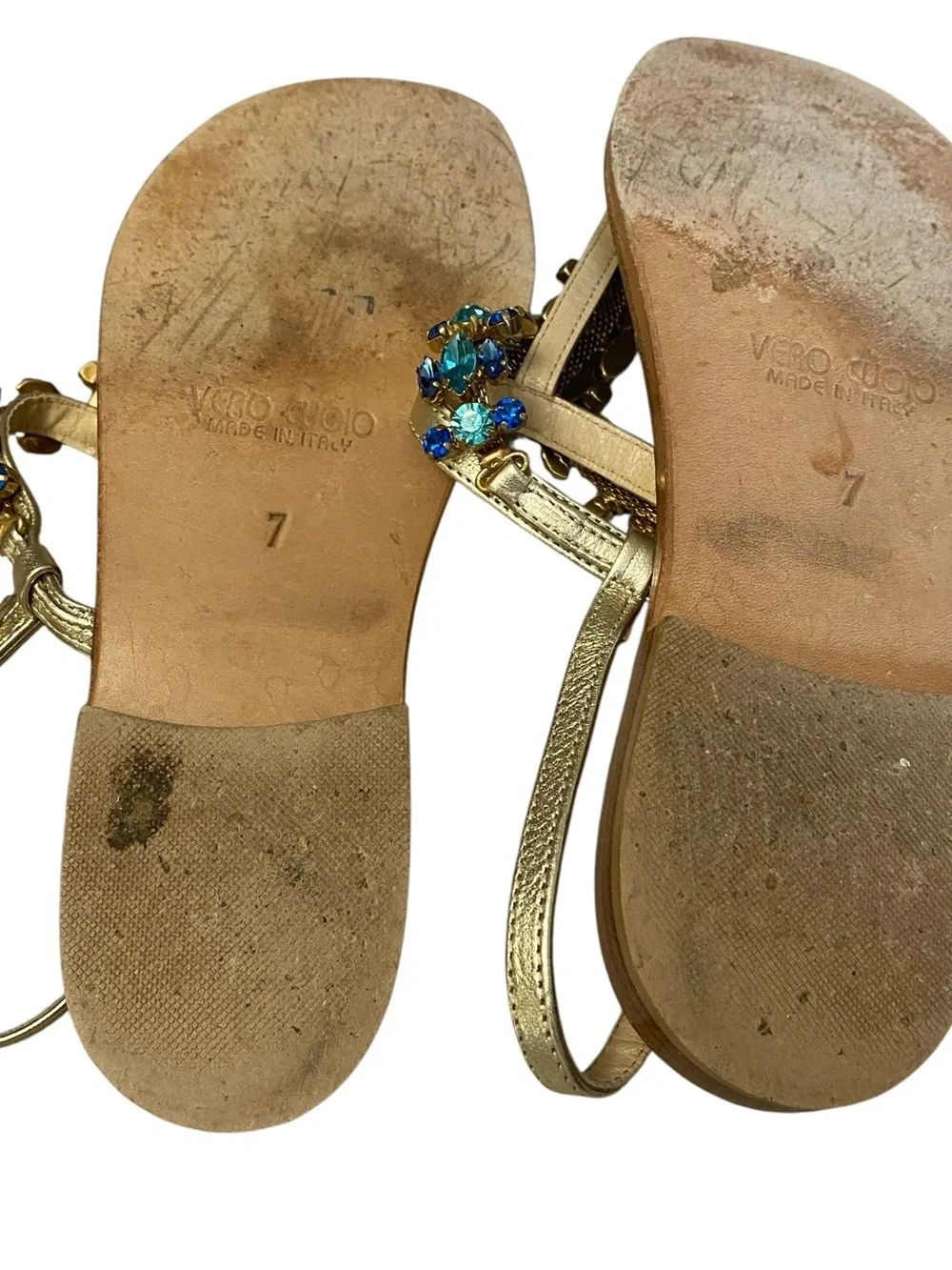 Antonio Viva CAPRI Faux Sea Tone Gems Sandals
